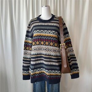 L.L. Bean Fair Isle Crewneck Cotton Sweater.